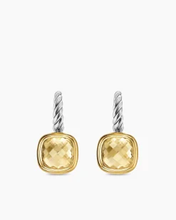 Albion® Drop Earrings Sterling Silver with 18K Yellow Gold and Champagne Citrine, 10mm