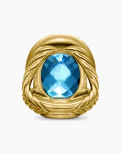 Albion® Oval Ring 18K Yellow Gold with Hampton Blue Topaz and Diamonds, 21mm