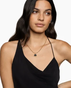 Albion® Pendant 18K Yellow Gold with Black Onyx and Diamonds, 11mm
