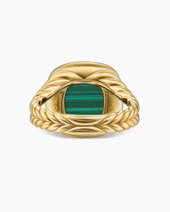 Albion® Ring 18K Yellow Gold with Malachite and Diamonds, 11mm