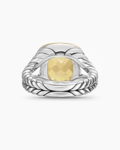 Albion® Ring Sterling Silver with 18K Yellow Gold and Champagne Citrine, 11mm