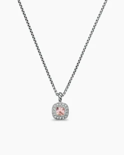 Albion® Teen Pendant Necklace Sterling Silver with Morganite and Diamonds, 4mm