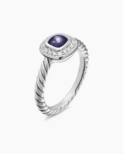 Albion® Teen Ring Sterling Silver with Black Orchid and Diamonds, 4mm