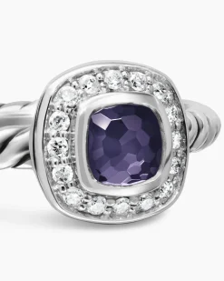 Albion® Teen Ring Sterling Silver with Black Orchid and Diamonds, 4mm