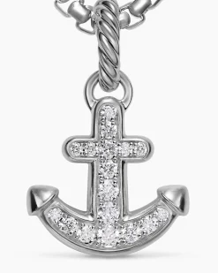 Anchor Amulet Sterling Silver with Diamonds, 14.2mm