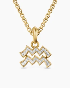 Aquarius Amulet 18K Yellow Gold with Diamonds, 17.2mm