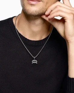 Aquarius Amulet Sterling Silver with Diamonds, 17.2mm