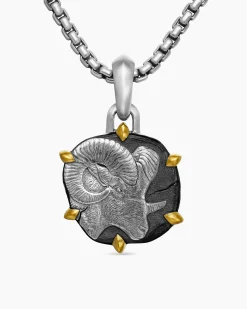 Aries Amulet Sterling Silver with 18K Yellow Gold, 23mm