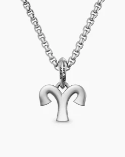Aries Amulet Sterling Silver with Diamonds, 13mm