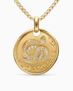 Artemis Medallion Amulet 18K Yellow Gold with Diamonds, 28.3mm