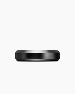 Beveled Band Ring Black Titanium, 6mm