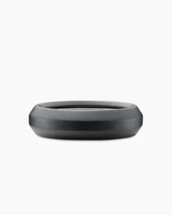 Beveled Band Ring Black Titanium with Half Pavé Black Diamonds, 6mm