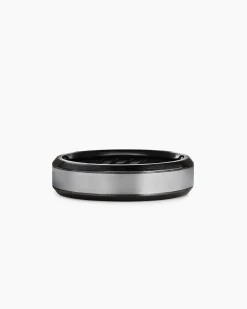 Beveled Band Ring Black Titanium with Grey Titanium, 6mm