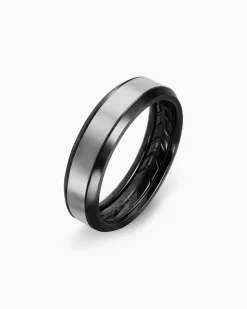 Beveled Band Ring Black Titanium with Grey Titanium, 6mm