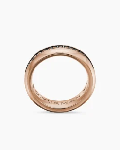 Beveled Band Ring 18K Rose Gold with Cognac Diamonds, 6mm