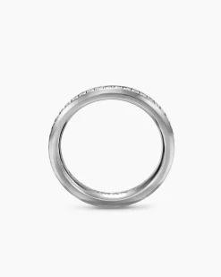Beveled Band Ring 18K White Gold with Diamonds, 3.5mm