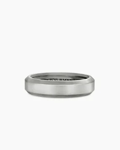 Beveled Band Ring 18K White Gold, 6mm
