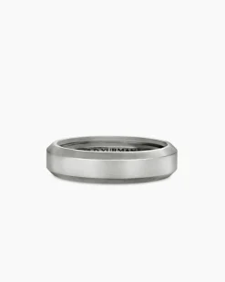 Beveled Band Ring 18K White Gold, 6mm