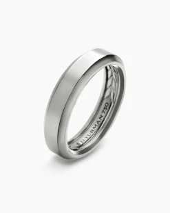 Beveled Band Ring 18K White Gold, 6mm
