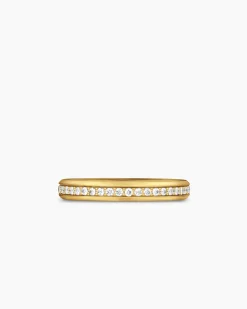 Beveled Band Ring 18K Yellow Gold with Diamonds, 3.5mm