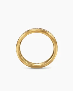Beveled Band Ring 18K Yellow Gold with Diamonds, 3.5mm