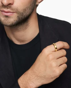 Beveled Band Ring 18K Yellow Gold, 6mm