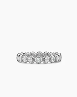 Bezel Set Band Ring Sterling Silver with Diamonds, 3.7mm