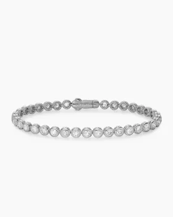Bezel Set Tennis Bracelet 18K White Gold with Diamonds, 4.7mm