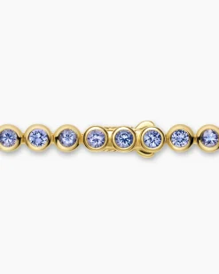 Bezel Set Tennis Necklace 18K Yellow Gold with Tanzanite, 4.7mm