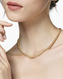 Bezel Set Tennis Necklace 18K Yellow Gold with Diamonds, 4.7mm