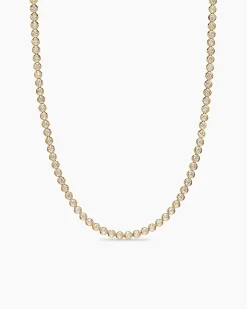 Bezel Set Tennis Necklace 18K Yellow Gold with Diamonds, 4.7mm