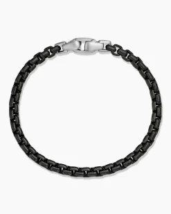 Box Chain Bracelet Darkened Stainless Steel, 5mm