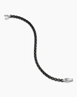 Box Chain Bracelet Darkened Stainless Steel, 5mm