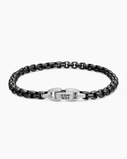 Box Chain Bracelet Darkened Stainless Steel, 5mm