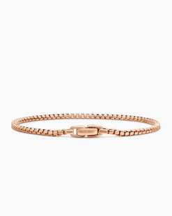 Box Chain Bracelet 18K Rose Gold, 2.7mm