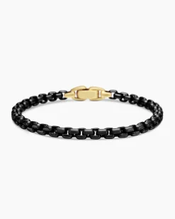 Box Chain Bracelet Stainless Steel with 14K Yellow Gold, 5mm