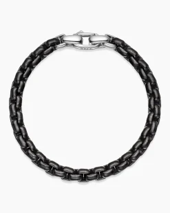 Box Chain Bracelet Stainless Steel and Sterling Silver, 7.3mm