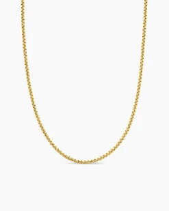 Box Chain Necklace Brushed 18K Yellow Gold, 2.7mm