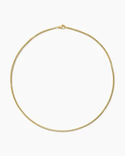 Box Chain Necklace Brushed 18K Yellow Gold, 2.7mm