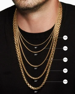 Box Chain Necklace 18K Rose Gold, 1.7mm