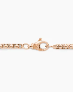 Box Chain Necklace 18K Rose Gold, 3.4mm