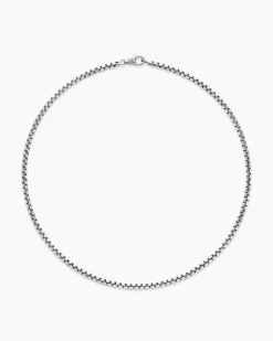 Box Chain Necklace 18K White Gold, 3.4mm