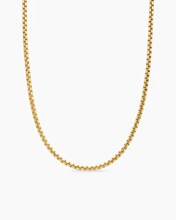 Box Chain Necklace 18K Yellow Gold, 3.4mm