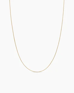 Box Chain Necklace 18K Yellow Gold, 1mm