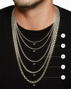Box Chain Necklace Sterling Silver, 2.7mm
