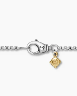 Box Chain Necklace Sterling Silver with 14K Yellow Gold Accent, 1.7mm