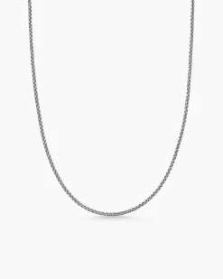 Box Chain Necklace Sterling Silver with 14K Yellow Gold Accent, 1.7mm