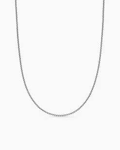 Box Chain Necklace Sterling Silver with 14K Yellow Gold Accent, 1.7mm