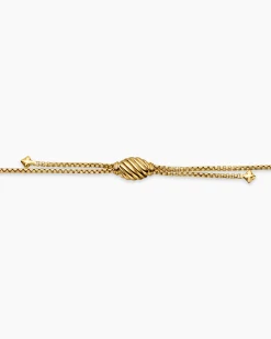 Box Chain Slider Necklace 18K Yellow Gold, 1.7mm