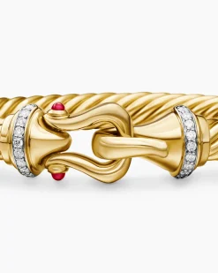 Buckle Cablespira® Bracelet 18K Yellow Gold with Rubies and Diamonds, 7mm